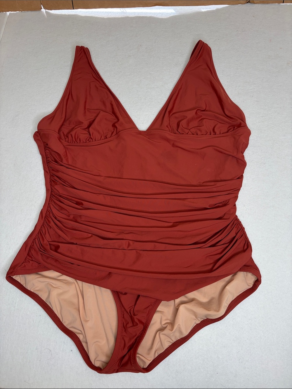 J. Crew Rust Red Ruched One-Piece Swimsuit 24